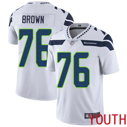 Seattle Seahawks Limited White Youth Duane Brown Road Jersey NFL Football #76 Vapor Untouchable->seattle seahawks->NFL Jersey